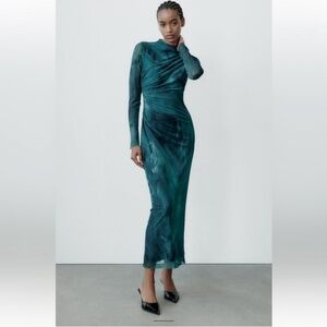 Zara print dress with tulle